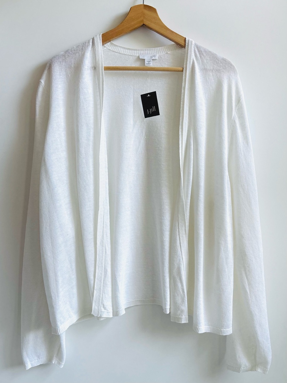 J Jill Linen Blend Open Cardigan Sweater White Plus Size 2X